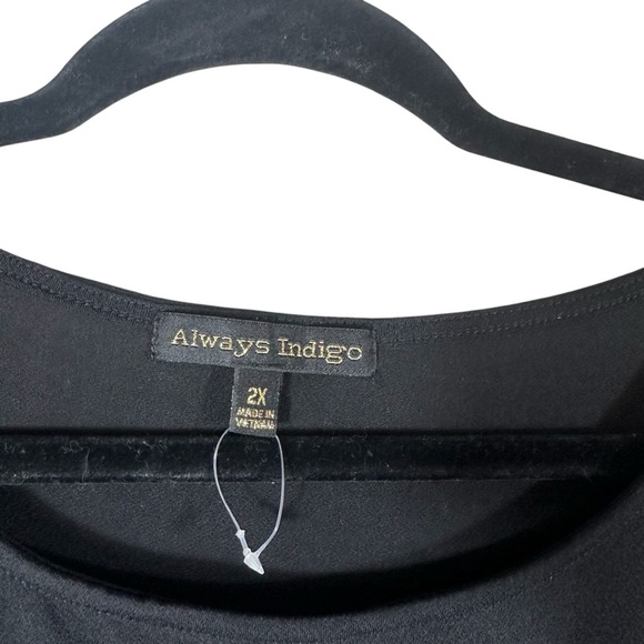 Always Indigo Black Tunic Too with Cut Out Sleeves 2X - Picture 6 of 6